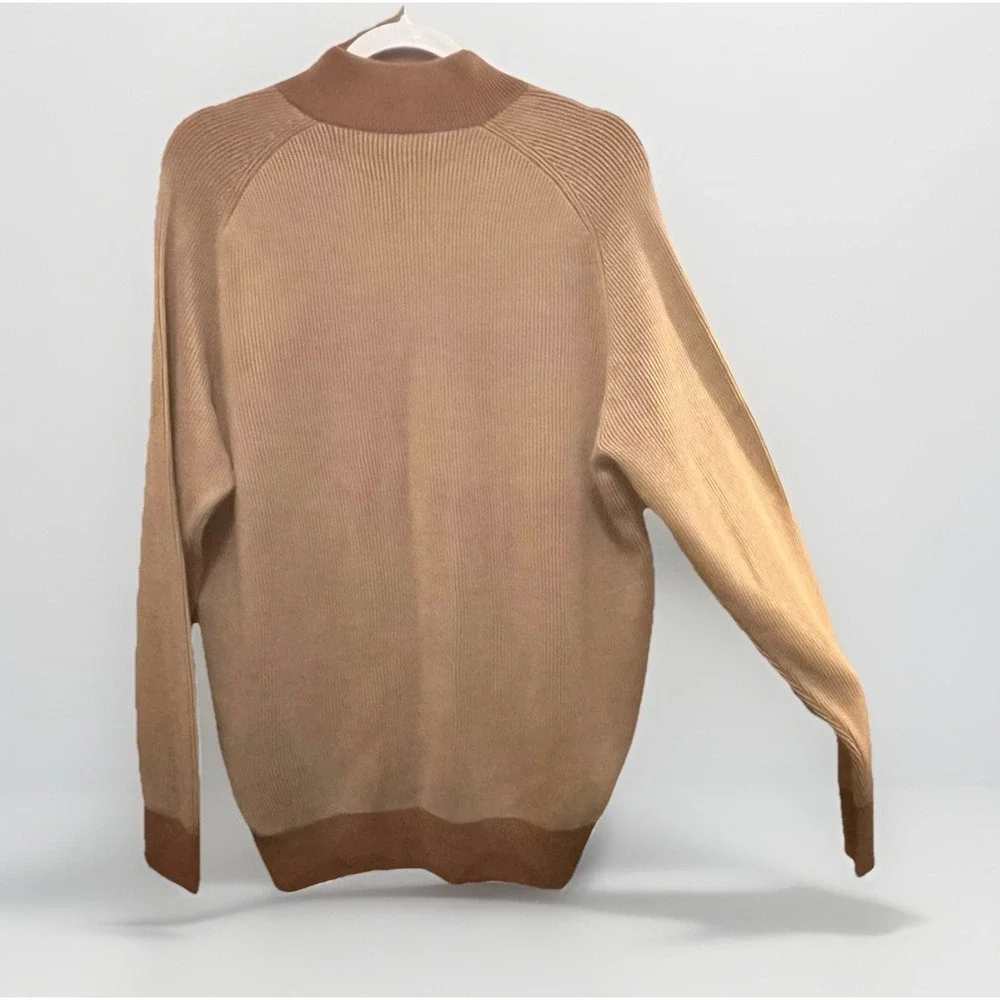 Peter Millar Men's XL 1/4 Zip Sweater 100% Merino Wool Camel Tan MF22S07